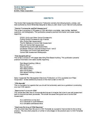 Control Self Assessment Template