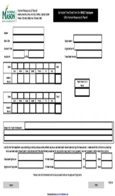 Corrected Time Sheet