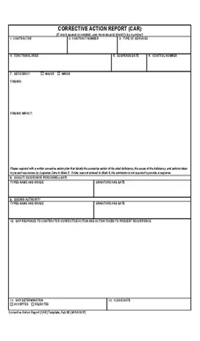 Corrective Action Report Template