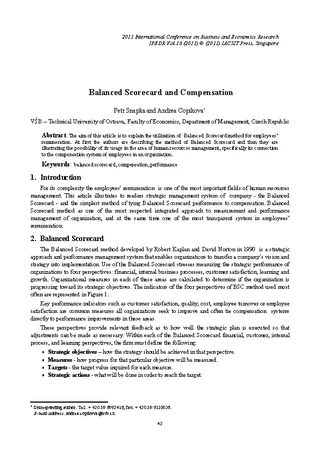 Cost Based Performance Scorecard