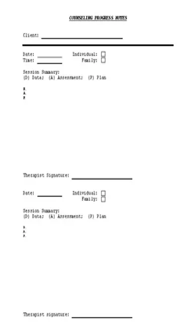 Counseling Progress Note Template