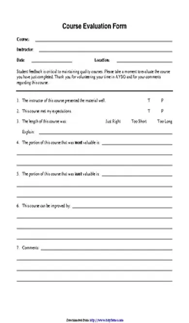 Course Evaluation Form 1