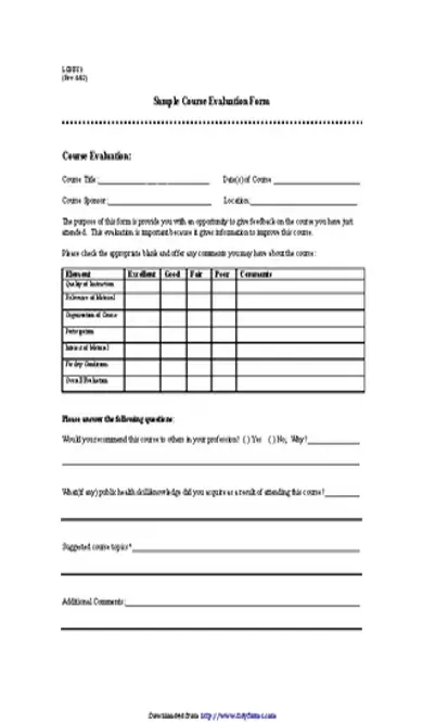 Course Evaluation Form 3