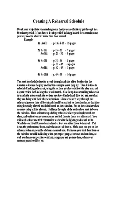 Creating A Rehearsal Schedule Template Word Format