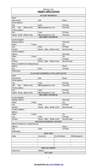 Credit Application Form