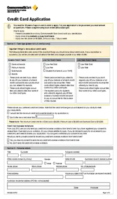 Credit Card Application Template 2