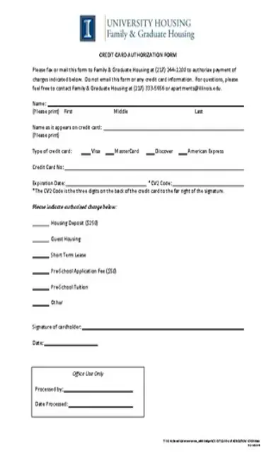 Credit Card Authorization Form Template