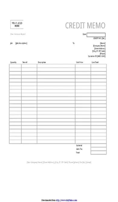 Credit Memo Simple Lines Design