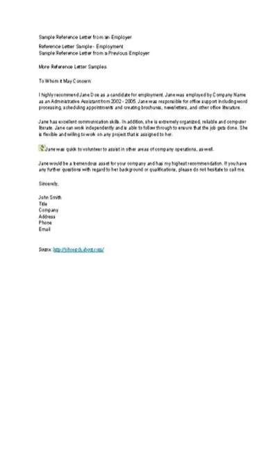 Credit Reference Email Sample