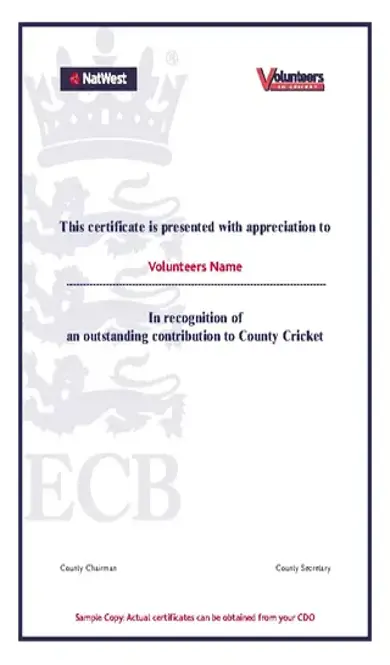 Cricket Volunteer Certificate Template