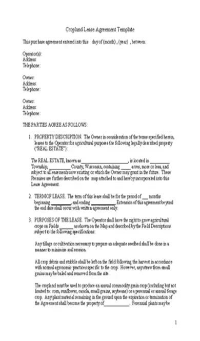 Cropland Lease Agreement