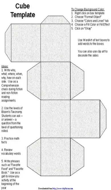 Cube Template For Teachers