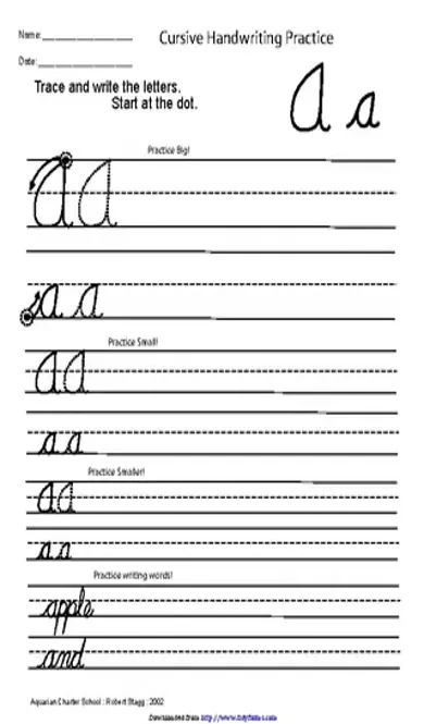 Cursive Letters Chart 1