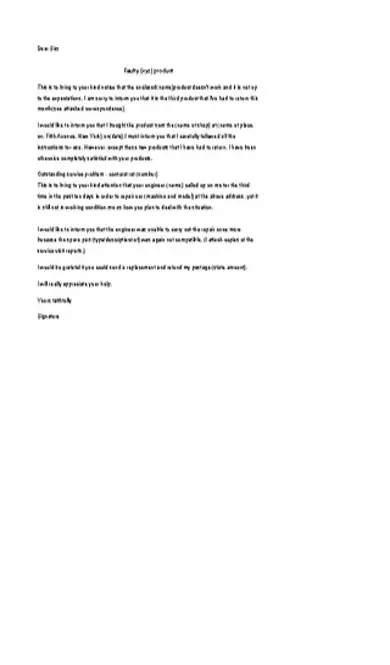 Customer Complaint Letter