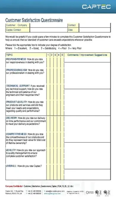 Customer Satisfaction Questionnaire