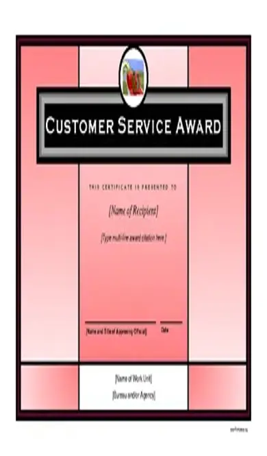 Customer Service Award Template