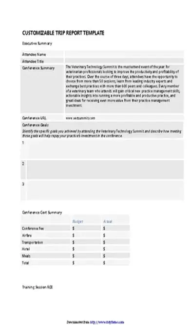 Customizable Trip Report Template