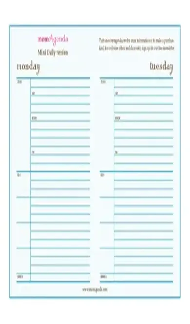 Daily Agenda Plan For Moms