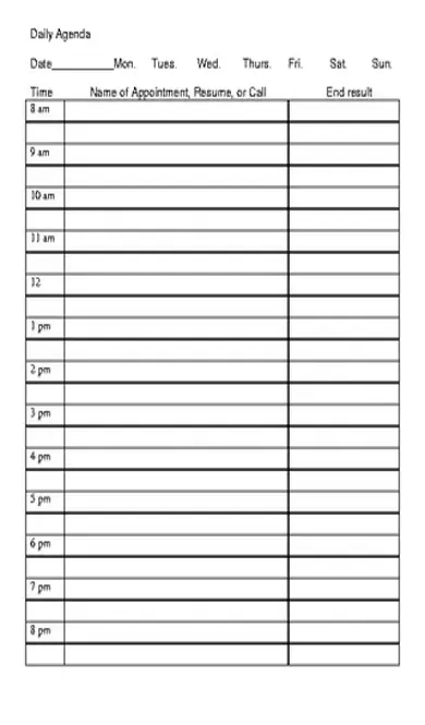 Daily Agenda Planner Template