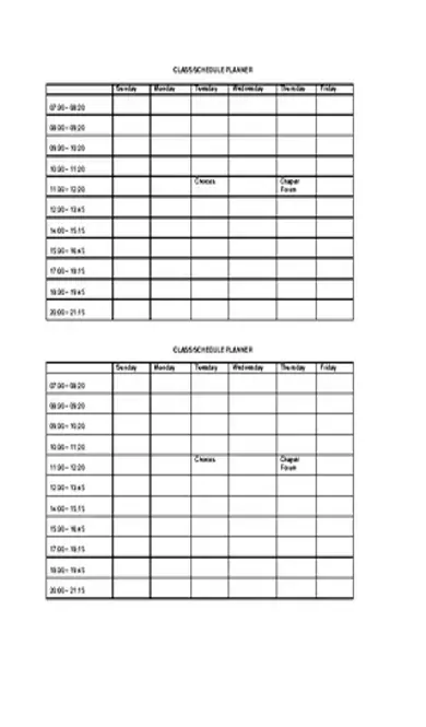 Daily Class Schedule Planner