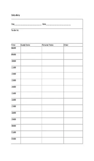 Daily Diary Template