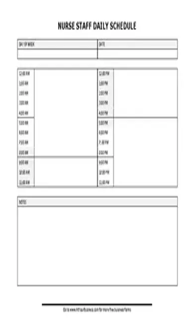 Daily Nurse Schedule Template Free Word Doc