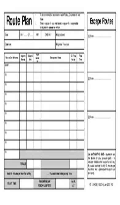 Daily Route Plan Template