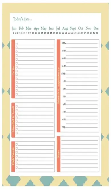 Daily Schedule Organizer Planner Template