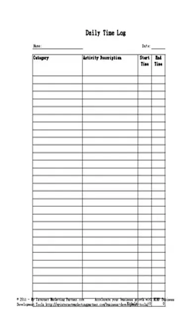 Daily Time Tracking Log Template