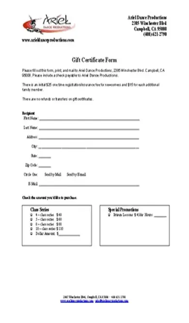 Dance Gift Certificate Template1