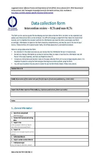 Data Collection Sheet Template