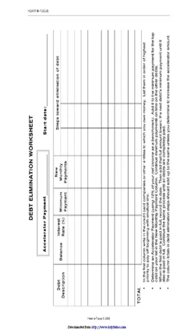 Debt Elimination Worksheet