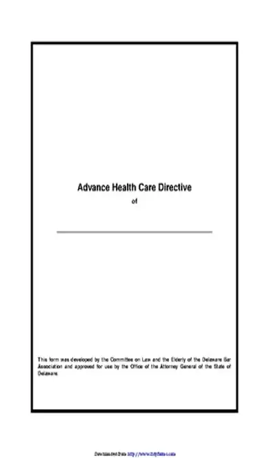 Delaware Advance Health Care Directive Form 2