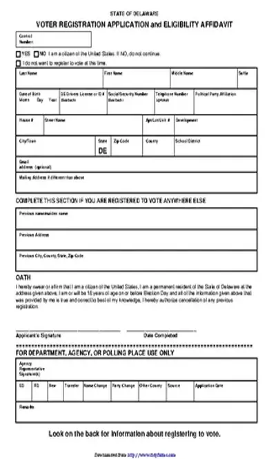 Delaware Voter Registration Form