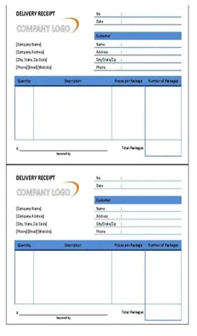 Delivery Receipt Template