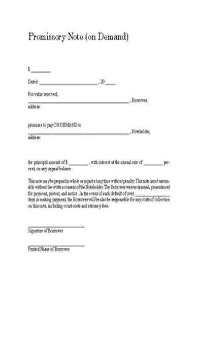 Demand Promissory Note Template