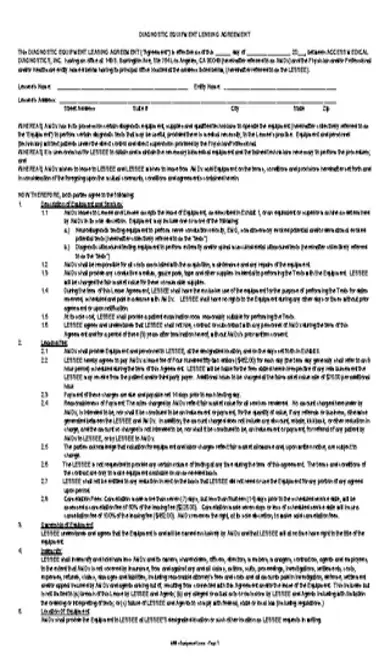 Diagnostic Equipment Leasing Agreement