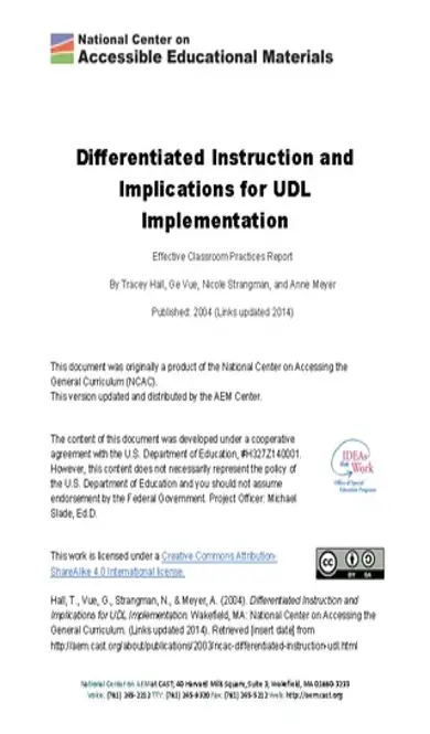 Differentiated Instruction Menu Template