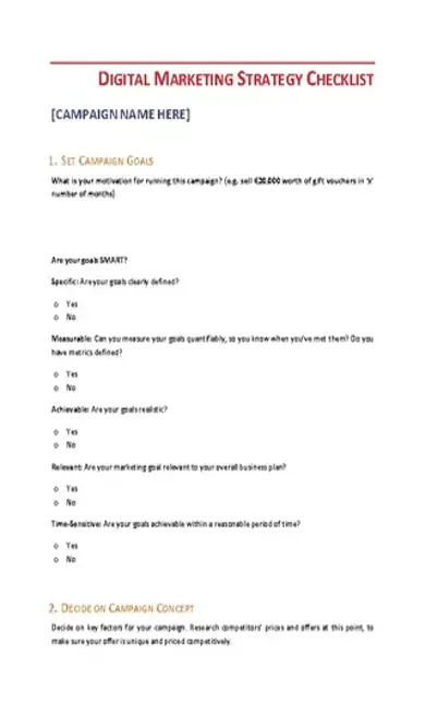 Digital Marketing Strategy Checklist