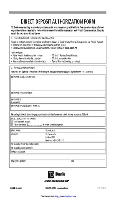 Direct Deposit Authorization Form