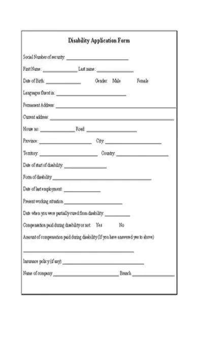 Disability Application Form