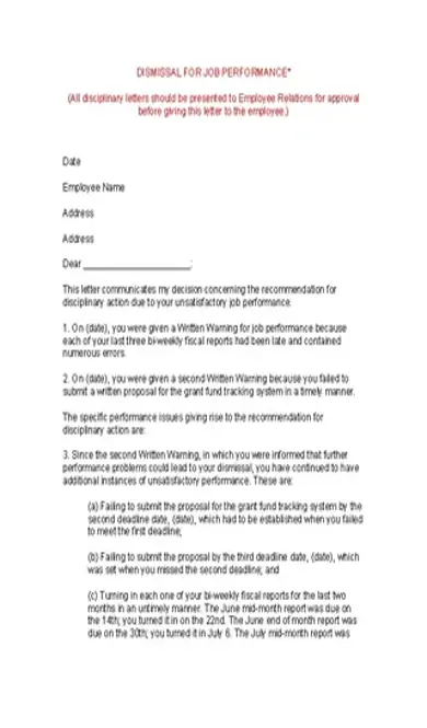 Dismissal Letter Format