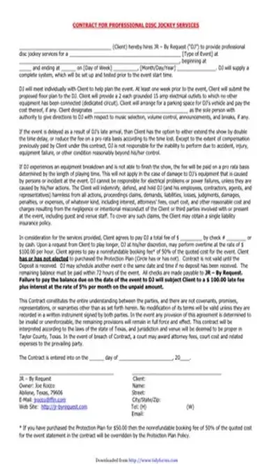 dj contract templates PDF