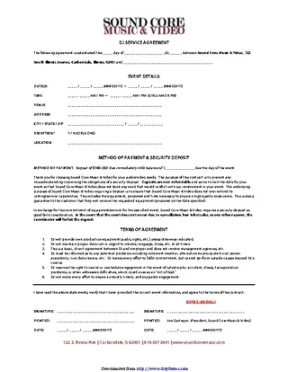 Dj Service Agreement