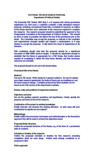 Doctoral Thesis Proposal Template