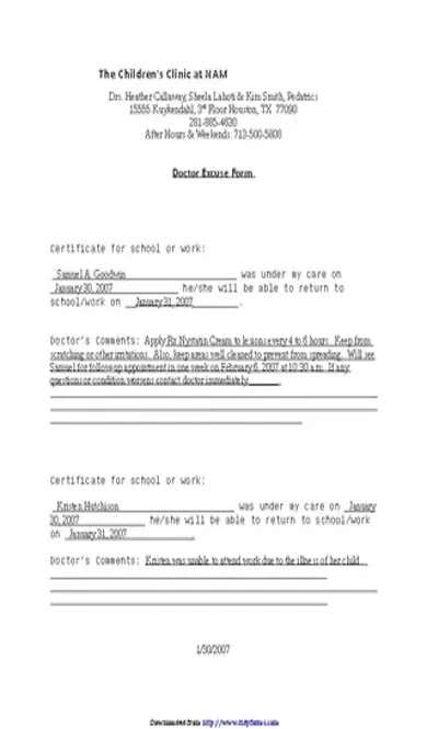 Doctors Note Template 1