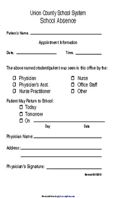 Doctors Note Template 2