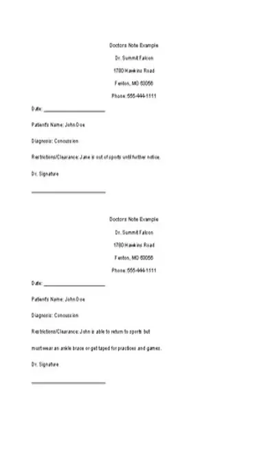 Doctors Note Template Example