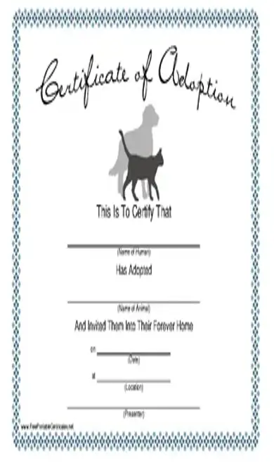 Dog Adoption Certificate Template