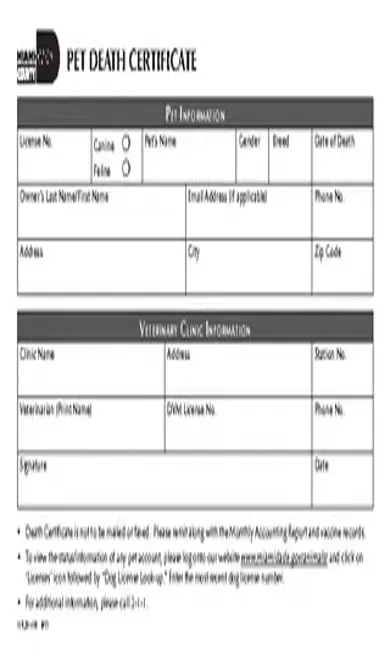 Dog Death Certificate Template